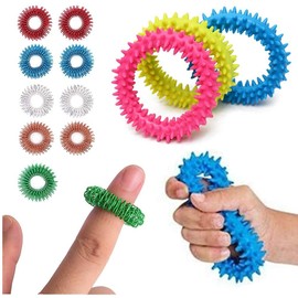 Mciskin Fidget Toy Massage Ring Spiky Sensor Finger Rings Spiky Finger Ring Acupressure Ring Set for Teenagers Adults Silent Stress Reducer and Massager (13 Pieces)