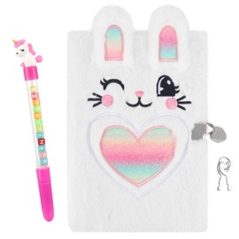 FENYW Diary with Lock, A5 Plush Notebook, Diary Girls, 160 Pages Secret Diary for Writing and Drawing, Gifts for Girls, Children, Christmas, Festival, Birthday Gift