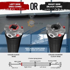 2-5/8" Commercial Garage Door Torsion Spring Replacement, Min 20,000 Cycles Precision E-Coating 5-Year Warranty Heavy Duty (0.295 x 2-5/8" x 26.5'') (Right Side-Black Cone)
