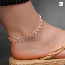 Amberta Women's Anklet with Pendants Made of 925 Sterling Silver, Sterling Silver
