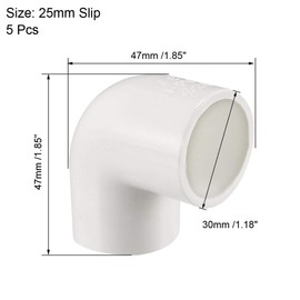 sourcing map 25mm Slip 90 Degree PVC Pipe Fitting Elbow Coupling Connector 5 Pcs