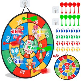 Kids Dart Board Set, 29 Inches Double Sided Dartboards with 20 Sticky Balls and 10 Darts, Indoor Outdoor Sports Party Game Toys for 5 6 7 8 9 10 11 12 Years Old Boys, Girl and Adult