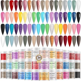 SAVILAND Color Artistry Acrylic Powder Set 36 Colors: Creative Palette Keratin Acrylic Nail Powder Pink Nudes Yellow White Nail Acrylic Powder For Extension Carving DIY Manicure 10g