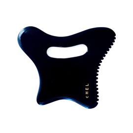 CHEL BIAN STONE BODY GUA SHA, Black, 7 inches L x 5.75 inches W x 0.35 inches D