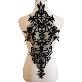High Grade Wedding Dress Embroidery Lace with Multi-Color Lace Applique/Rayon Applique Accessories (Black)