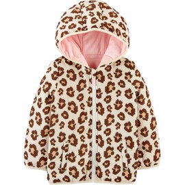 Simple Joys by Carter's Girls' Puffer Jacket, Beige Pink Leopard Print, 5T