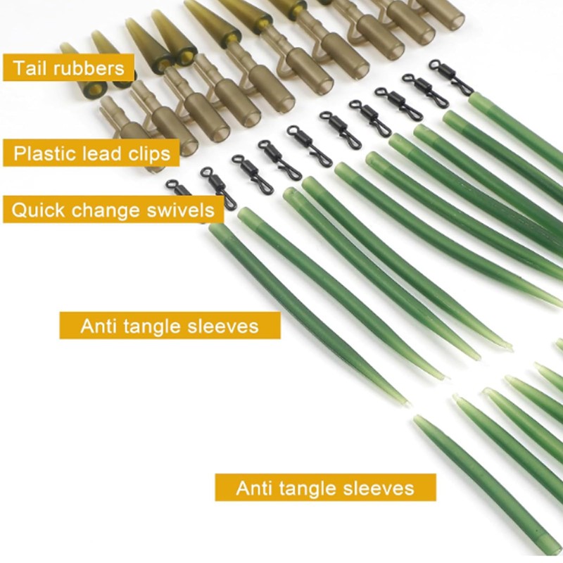 JSHANMEI 120pcs/box Carp Fishing Tackle Kit Bundle Safety Leader-Clips Quick