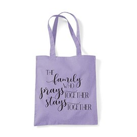 Miammo The family who prays together stays together religious faith quote [FHSVG] tote shopping bag - Lavender