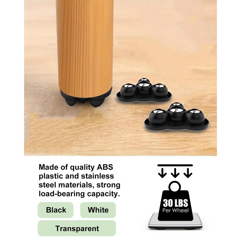 Self Adhesive Caster Wheels, Appliance Rollers for Kitchen Appliances, 2.4
