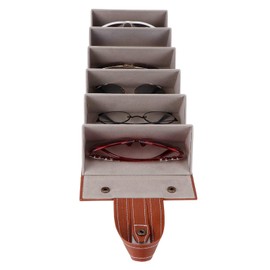 Zerodis Sunglasses Organizer, Foldable Travel Glasses Case with 6 Slots Portable Hanging Eyeglasses Storage Holder for Women Men