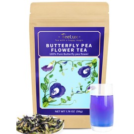 TeeLux Butterfly Pea Flower Tea, Non-GMO, Pure Natural Butterfly Pea Tea, Premium Dried Butterfly Pea Flower for Blue & Purple Drinks and Food Coloring, 1.76 Oz