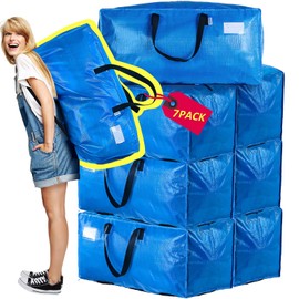 AlexHome Heavy Duty Extra Large Moving Bags,Storage Totes for Moving,Reusable Plastic Moving Boxes,Packing and Moving Supplies,Cloth Containers (Set of 7)