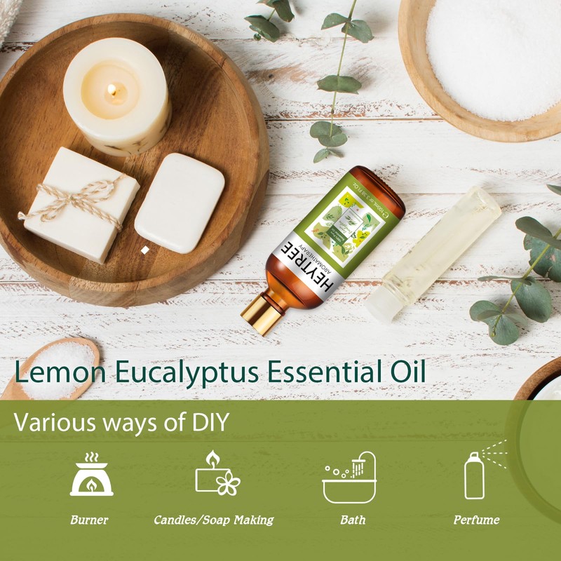 HEYTREE Lemon Eucalyptus Essential Oil - Refreshing Aromatherapy Oil for