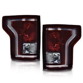 GRAND ORANGE Tail Light Set Compatible with Ford F150 2015 2016 2017 Left and Right Side Taillamps Brakelights w/bulb Halogen Smoke lens