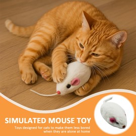 Pack of 8 Cat Toys, Cat Toy Mouse, Fun Cat Tease, Rabbit Fur Mouse Toy, Cat Self-Entertainment, Small Mouse, 4.8 x 2.5 cm, Grey, White, Delivered in a Random Colour