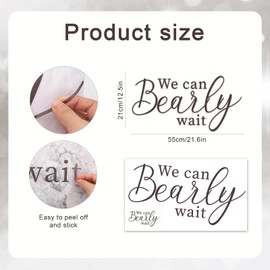 We Can Bearly Wait Decal, We Can Bearly Wait Wall Sticker Baby Shower Backdrop Bear Themed Wallpaper for Baby Shower Decorations Photo Props Gender Reveal Party Decor