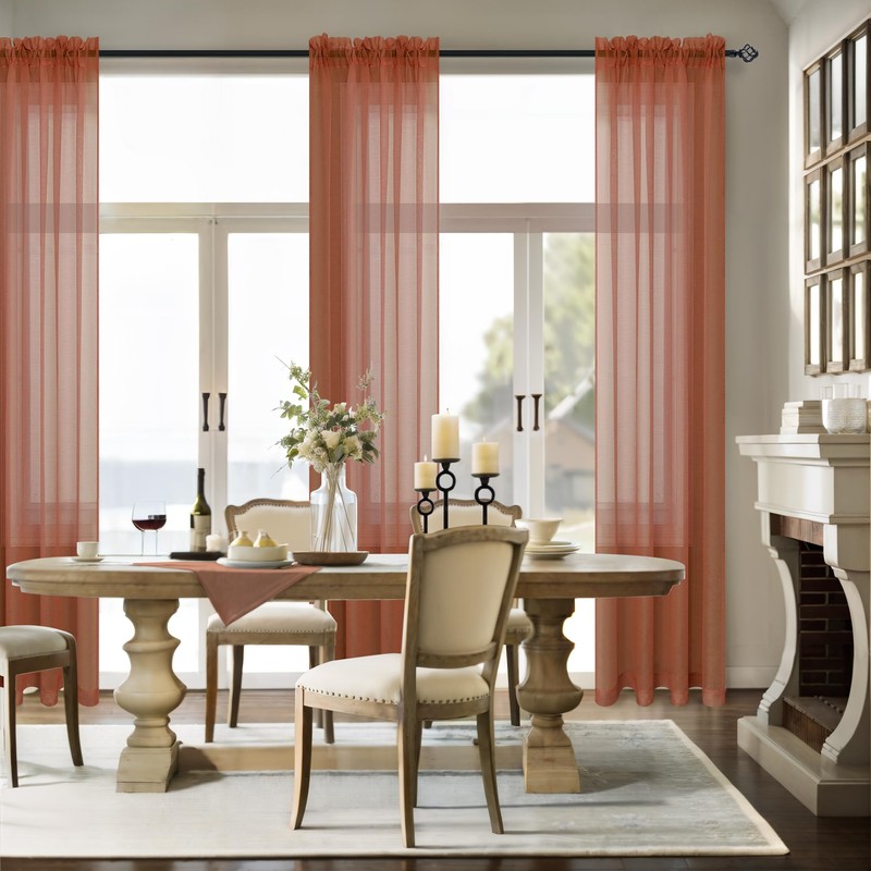 Terracotta Curtains 84 Inch Length for Living Room 2 Panel