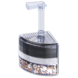 Pawfly Aquarium Corner Sponge Filter Quiet Betta Fry Shrimp and Small Fish Bio Foam Filter with Natural Stones Gravels and Ceramic Rings for Fish Tanks up to 30 Gallons (Air Pump Not Included)