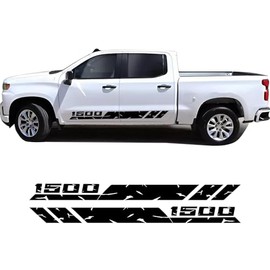Juego de 2 calcomanías impermeables de vinilo para automóvil, kit de gráficos deportivos para puerta lateral, compatible con Chevy Silverado 1500 1500HD (negro)