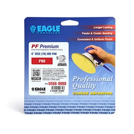 Eagle U566-0080 - 6 inch SUPER-TACK High Performance PF Premium Discs - 7 Holes - Grit P80 - (Job-Pak) - 5 Discs/Pack - 1 Pack