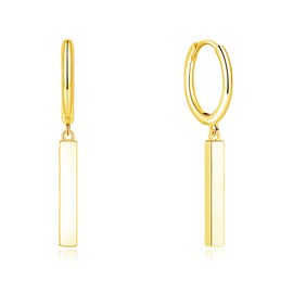 Cangall Silver Hoop Earrings for Women Men, Gold Drop Hoop Earrings, Hypoallergenic Earrings Gold, Fashion Minimalist Unisex Silver Charm Dangling Cuff Sleeper Cartilage Silver Dangle Hoop Earrings