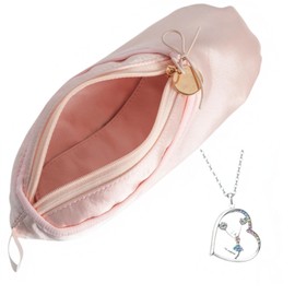 CXYANG Pink Ballet Dance Recital Gifts for Girls, Ballet Slipper Pouch Ballerina Stuff Dancer Makeup Bag for Women (Necklace C)