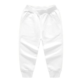 RUKOSU Toddler Baby Boy's Pull On Cotton Jogger Pants Stretch Knit Pants Infant Girls Athletic Sweatpants Bottoms White 2T