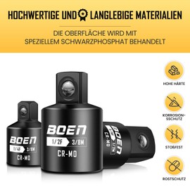 Mr.wintek Socket Adapter, 4-Piece Socket Adapter Set Adapter for Ratchets 3/8 to 1/2, 3/8 to 1/4, 1/4 to 3/8, 1/2 to 3/8, Impact Wrench Adapter, Chrome Molybdenum Steel