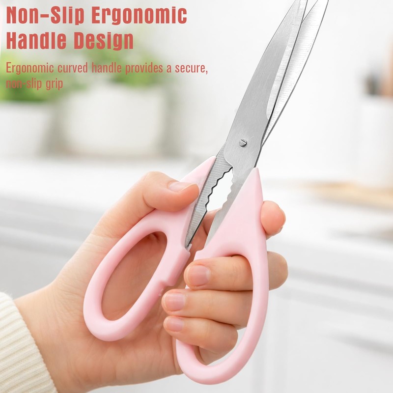 Mnvhoky 2-Pack Pink Kitchen Scissors, Heavy-Duty All-Purpose Meat Shears, Stainless
