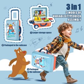 JONRRYIN Children's Tool Box with Tool Box, Tool Children with Electric Toy Drill, Children's Tool Role Play Educational Game Gift for Children (Bear)