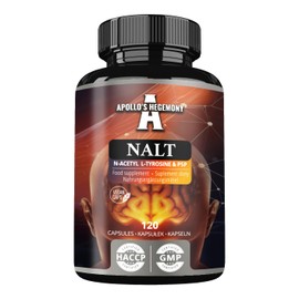 N-Acetyl-L-Tyrosine (NALT) 500mg and Active Vitamin B6 (P-5-P) 2mg - 120 Capsules - 4 Months Supply - High Strength Amino Acid Supplement - Cognitive Booster - by Apollo's Hegemony