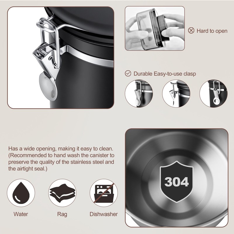 ShanSon Coffee Canister Airtight Coffee Container Stainless Steel Coffee Bean