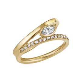 Breil by Giulia Salemi Capsule Anello Intersection acciaio Finitura IP Gold Cubic Zirconia TJ3192, Stainless Steel
