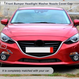 RATCHROLL Front Right Side Bumper Headlight Washer Nozzle Cover Cap for Mazda 3 M3 Axela 2013-2016 Bumper Trim Nozzle Cover No.BKC6518G1 Silver Tone 1 Pcs