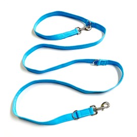 Police Style Dog Training Lead Double Ended 5ft (1.5 Metres Approx) Adjustable Leash Multi-Functional In Cushion Webbing (25mm, Sky Blue)