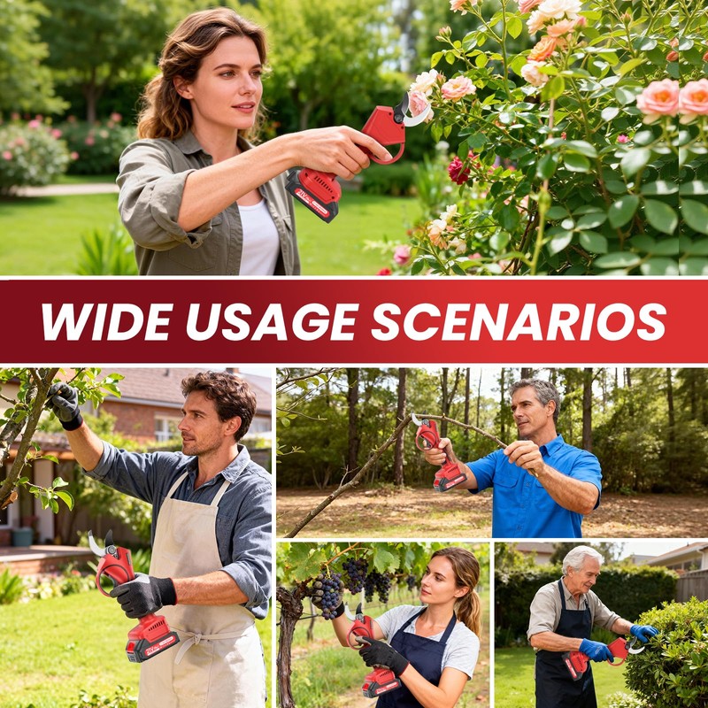 Electric Pruning Shears,1.6"Cordless Pruning Shears for Gardening,SK7 Blades,800W Brushless Motor,Battery
