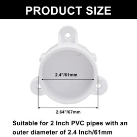 Murtenze 2 inch PVC Flange Table Leg Cap Fittings Furniture White Screw Tab Caps with Mounting Screws for Building Furniture Support Feet Making Storage Shelves (4 Pack)