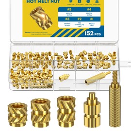 Vibit 152 Pcs Threaded Inserts for Plastic, 3 Sizes of M3 Heat Set Inserts with Soldering Tip & Adapter, Brass Heat Insert, Metric Knurled Nut Insert Kit for 3D Printing Components