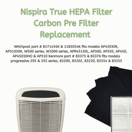 Nispira True HEPA Carbon Pre Filter Set Compatible with Sears Kenmore 83375, 83376, 83200, 83202 (Progressive 335), 83230, 83354, 83355 & 295 Series, 1 Pack