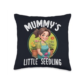 Women Gardening Mom Mummy's Little Seedling Gardener Mommy Throw Pillow