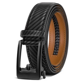 KEMISANT Men's Belt-Nontrimmable Ratchet Belt Adjustable for Gift Men Lightweight 1 3/8"(Black,48"-56"Waist Adjustable)