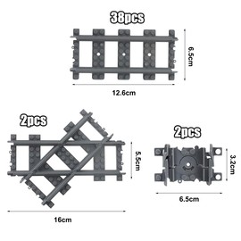RANJIMA Building Blocks Train Rail Set, 42 Pieces City Train Rails Set, Railway Rails, City Train Accessories for Train, City Rail Set, Railway Extension Sets for Building Blocks, Gifts for Boys