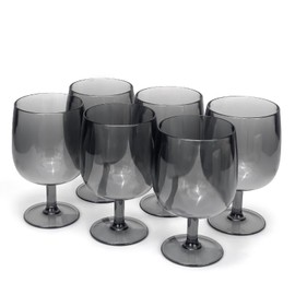 Yalin - Juego de 6 vasos apilables de plástico acrílico irrompibles de 12 onzas (Gris, 12 onzas)