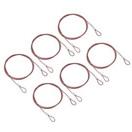 PATIKIL 3.3Ft Safety Cable Lock, 6 Pack Stainless Steel 1.5mm Dia Security Wire Rope with Double Loop for Stage Lighting Luggage Lock Red