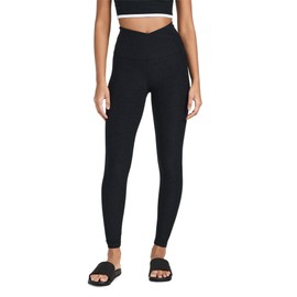 Beyond Yoga Women's Spacedye at Your Leisure Midi Leggings, Darkest Night, Black, L