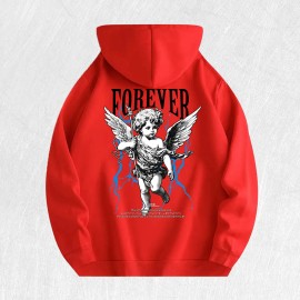 Forever Angel Graphic Hoodie 100% Cotton US Warehouse 6 ColorsColor: Red, Size: Xl