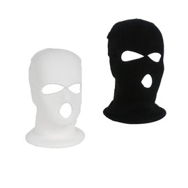 LINSOCLE 2 x Balaclava, 3-Hole Balaclava, Knitted Balaclava, Multifunctional Mask, Ski Hat for Motorcycle and Bicycle