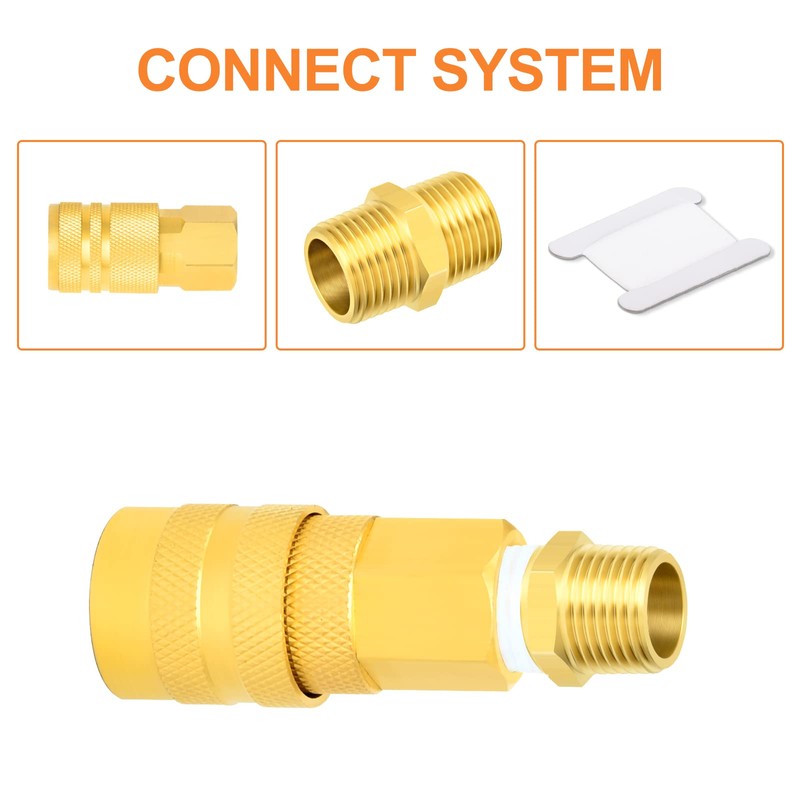 GASHER 10PCS Brass Pipe Fitting, Reducing Hex Nipple, 1/8-Inch Male