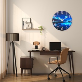 Large Wall Clocks for Living Room Decor Glass 20 Inch Analog Wall Clocks Battery Operated Blue Moon Silent Wall Clock Non Ticking