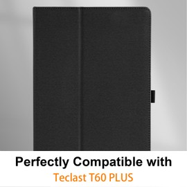 Haofun Case Compatible with Teclast T60 Plus/Odea A12, Ultra Thin PU, Slim and Lightweight Flip Case, Foldable, Back Cover Flip Stand, Slim Protective Case with Hand Strap, Black